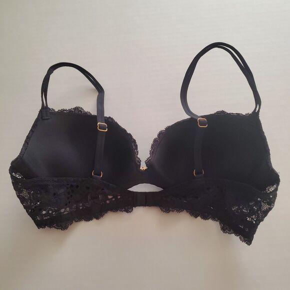 Victoria’s Secret Bra 34B Black Very Sexy Lace Padded Demi Push-up Underwire - Picture 7 of 10